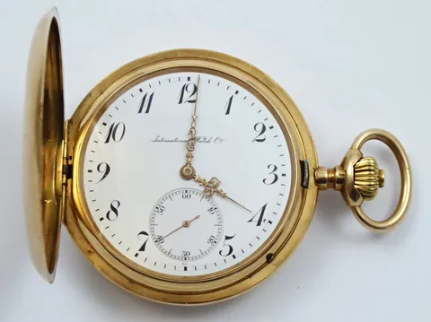 ZLATÉ KAPESNÍ TŘÍPLÁŠŤOVÉ HODINKY - INTERNATIONAL WATCH CO. SCHAFFHAUSEN